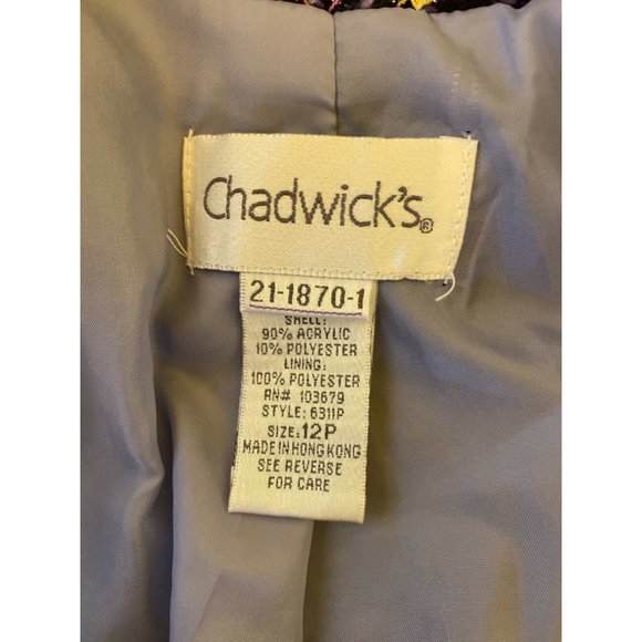 Vintage Chadwicks Women 12P Blazer Fringe Large Weave Purple Lined - Picture 4 of 4